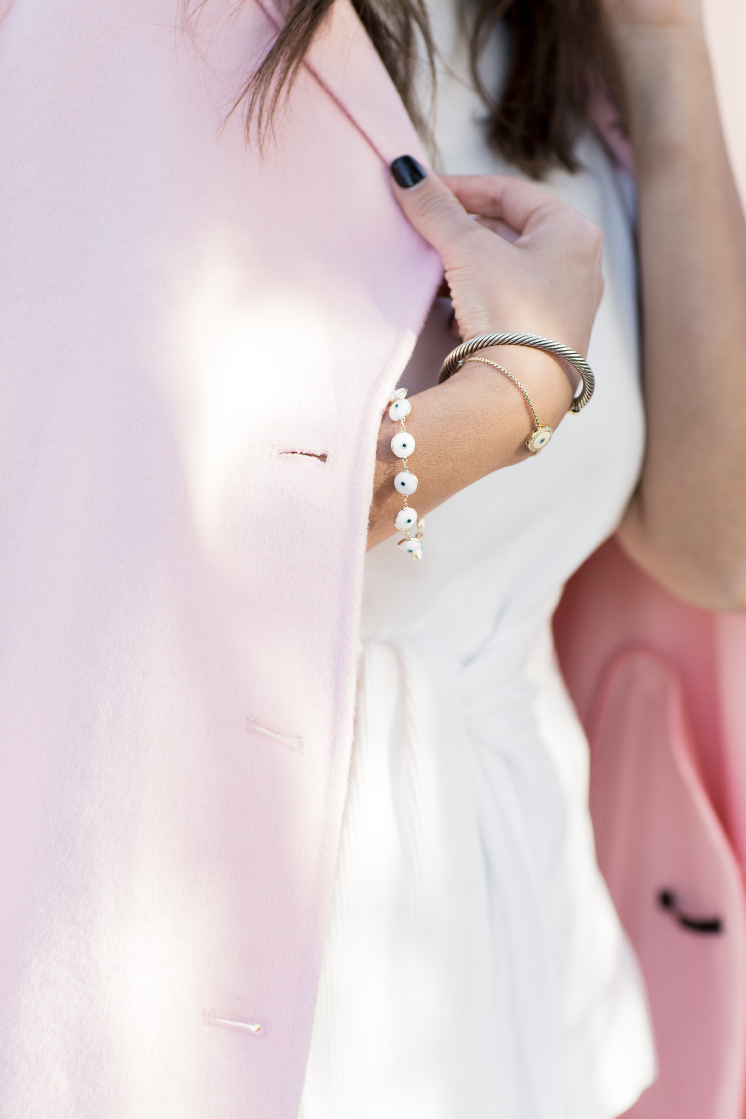 Evil Eye Bracelet with Pink Zara Coat