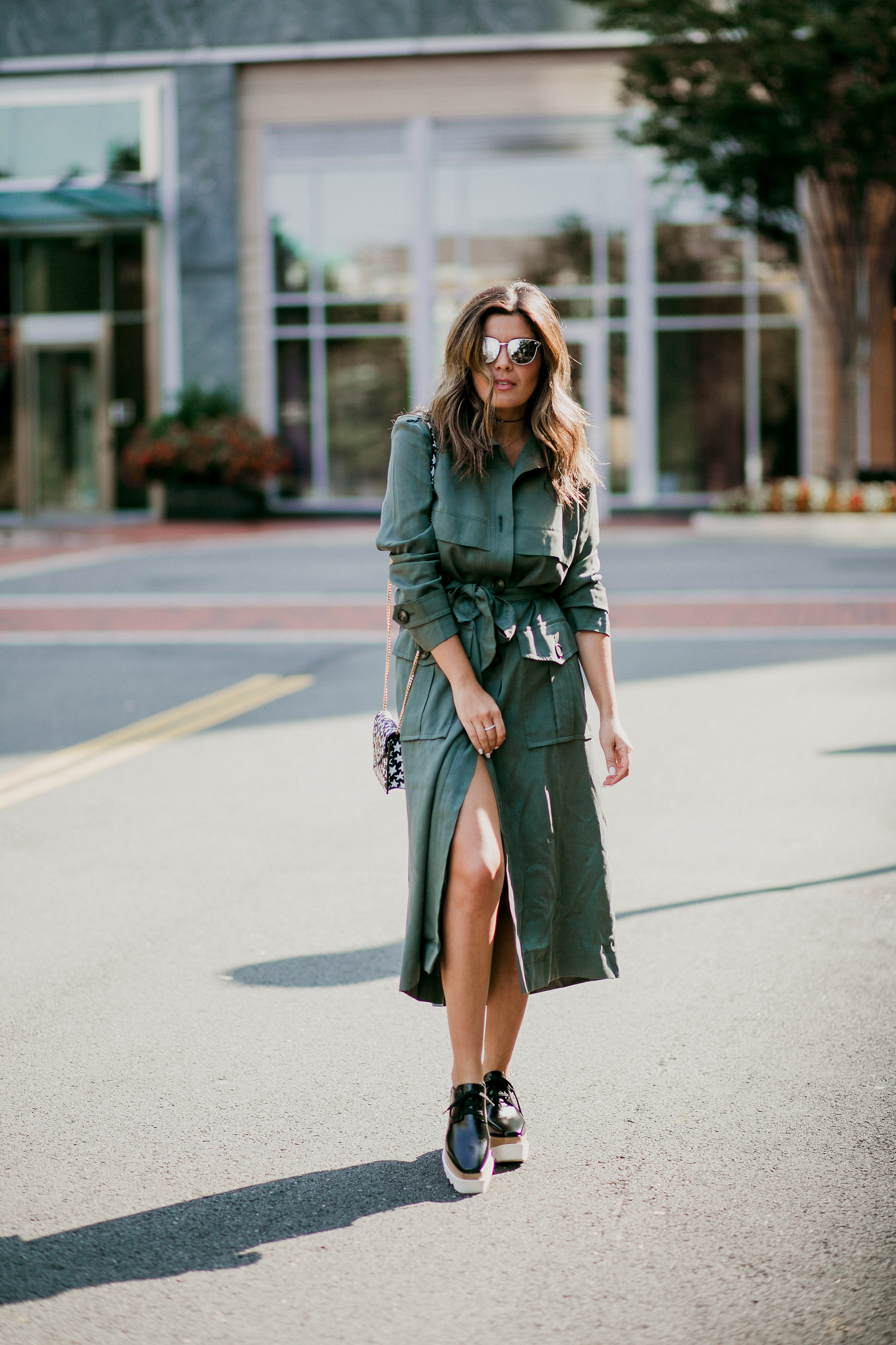 Style MBA wears Asos utility trench dress and stella mccartney oxfords