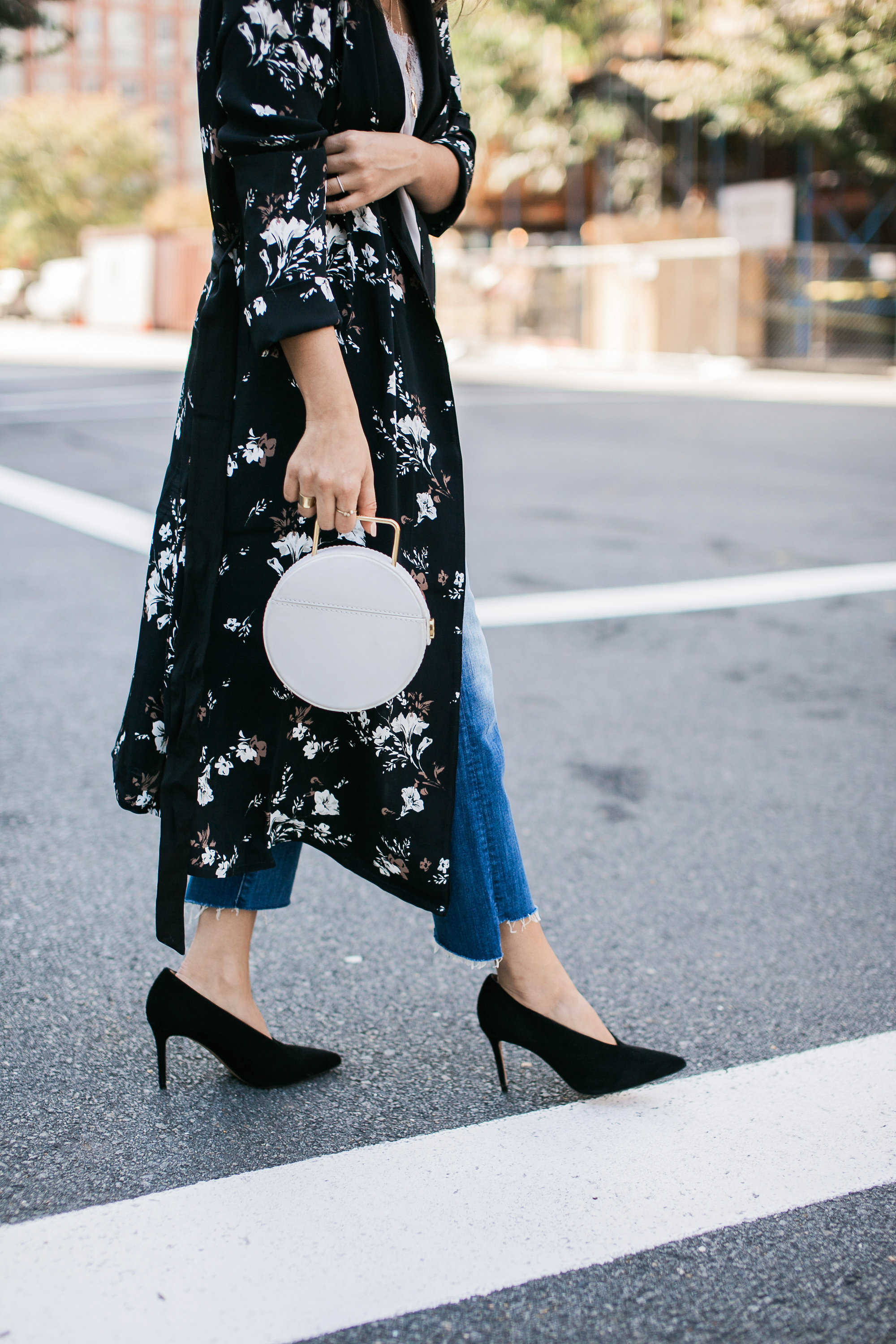 Style MBA Wears L'Academie x Revolve Floral Robe and Vince Pumps